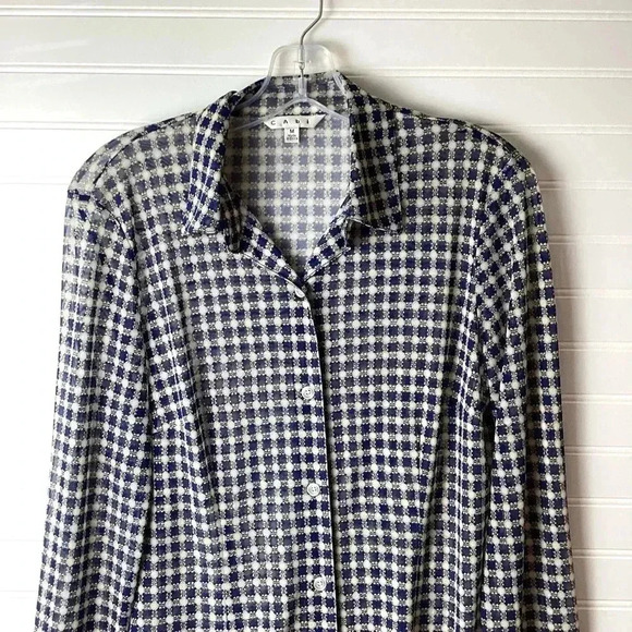 Cabi Gray Long Sleeve Geometric Print Sheer Mesh Women's Top Size Medium - Picture 3 of 10